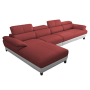 Amok 6 Seater L Shape Sofa Set for Living Room (Maroon Grey Leathertte) Left Side