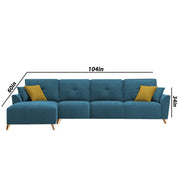 Antonio LHS 6 Seater L Shape Sofa Set for Living Room (Turquise Premium Fabric)