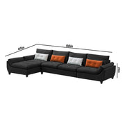 Abner 6 Seater L Shape Sofa for Living Room Color - Black | Left Side Sofa.