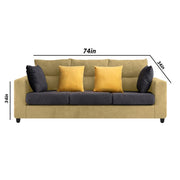 Hazer 3 Seater L Shape Sofa Set for Living Room (Cream Black Fabric) Left Side