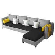 Asser RHS 6 Seater L Shape Sofa Set for Living Room (Black Grey) Premium Fabric Sofa