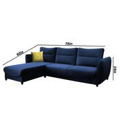 Stella LHS 4 Seater L Shape Sofa Set for Living Room (Blue) Premium Velvet Fabric Sofa