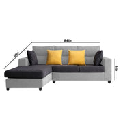 Hazer 4 Seater L Shape Sofa Set for Living Room (Black Grey Fabric) Left Side