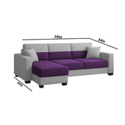 Aden LHS 4 Seater L Shape Sofa Set with 2 Puffy for Living Room (Purple Grey Colour Fabric) Premium Fabric Sofa Set for Living Room