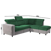 Nanzy 4 Seater L Shape Sofa Set for Living Room | Colour (Green Grey) Right Side
