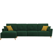 Antonio LHS 6 Seater L Shape Sofa Set for Living Room (Green Premium Fabric)