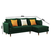 Croosen RHS 4 Seater L Shape Sofa Set for Living Room (Green Colour) Premium Velvet Fabric