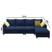 Rihan 6 Seater L Shape Sofa Set Living Room (Blue Fabric) Right Side Sofa