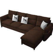 Andon 6 Seater L Shape Sofa Set for Living Room (Brown Fabric) Yellow Side Sofa