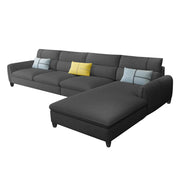 Francis 6 Seater Sofa Set for Living Room (Black Fabric) Right Side Sofa