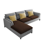 Delton LHS 4 Seater L Shape Sofa Set for Living Room (Brown Grey) Premium Fabric
