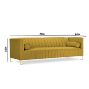Canova 3+1 Seater Sofa Set for Living Room (Yellow) Premium Velvet Fabric Sofa
