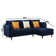 Croosen RHS 4 Seater L Shape Sofa Set for Living Room (Blue Colour) Premium Velvet Fabric