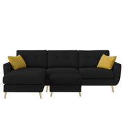 Lizel LHS 4 Seater L Shape Sofa Set with Center Table for Living Room (Black Fabric) Premium Velvet Fabric Sofa