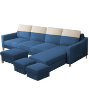 Alyona RHS 8 Seater L Shape Sofa Set for Living Room with Puffy (Grey Fabric)
