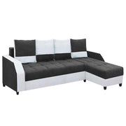 Severny 6 Seater L Shape Sofa Set for Living Room (Black Grey Fabric) Right Side