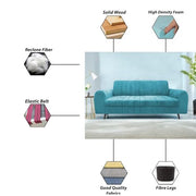 Brenti 3 Seater Sofa Set for Living Room (Cream Black Colour Fabric) Premium Fabric Sofa