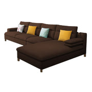Hudson 6 Seater L Shape Sofa Set for Living Room (Brown Fabric) Right Side