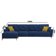 Antonio LHS 6 Seater L Shape Sofa Set for Living Room (Blue Premium Fabric)