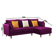 Croosen RHS 4 Seater L Shape Sofa Set for Living Room (Purple Colour) Premium Velvet Fabric