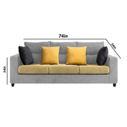 Hazer 3 Seater L Shape Sofa Set for Living Room (Cream Grey Fabric) Left Side