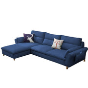 Hudson 4 Seater L Shape Sofa Set for Living Room (Dark Blue Fabric) Left Side