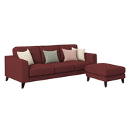 Grayon 3 Seater L Shape Convertible Sofa Set for Living Room, 3 Seater & Ottoman Modular Sectional Couch for Small Space (Grey Dark Grey Colour) Fabric