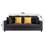 Hazer 3 Seater L Shape Sofa Set for Living Room (Black Fabric) Left Side