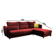 Stella RHS 4 Seater L Shape Sofa Set for Living Room (Maroon) Premium Velvet Fabric Sofa