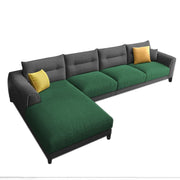 Hazer 6 Seater Sofa Set for Living Room (Black Green Fabric) Left Side Sofa