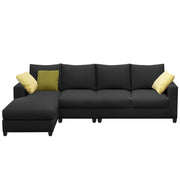Rihan 6 Seater L Shape Sofa Set Living Room (Black Fabric) Left Side Sofa