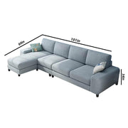 Hudson 5 Seater L Shape Sofa Set for Living Room (Blue Fabric) Left Side