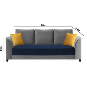 Francy 3 Seater Sofa Set for Living Room | (Turquise Fabric)