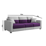 Aden 3 Seater Sofa Set with Ottoman for Living Room (Purple Grey Colour Fabric) Premium Fabric Sofa