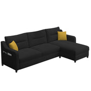 Casaliving Montario 4 Seater L Shape Sofa Set for Living Room (Black Fabric) Right Side Sofa