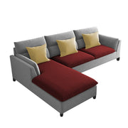 Delton LHS 4 Seater L Shape Sofa Set for Living Room (Maroon Grey) Premium Fabric