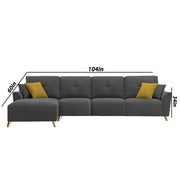 Antonio LHS 6 Seater L Shape Sofa Set for Living Room (Dark Grey Premium Fabric)