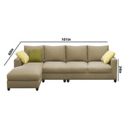 Rihan 6 Seater L Shape Sofa Set Living Room (Cream Fabric) Left Side Sofa