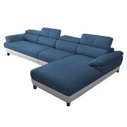 Amok 6 Seater L Shape Sofa Set for Living Room (Blue Grey Leathertte) Right Side