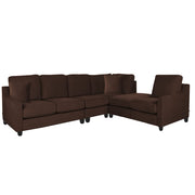 Rogelio 6 Seater LHS L Shape Sofa Set for Living Room (Dark Brown Fabric)