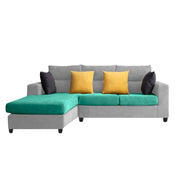 Hazer 4 Seater L Shape Sofa Set for Living Room (Teal Grey Fabric) Left Side