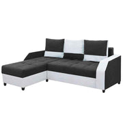 Severny 4 Seater L Shape Sofa Set for Living Room (Black Grey Fabric) Left Side