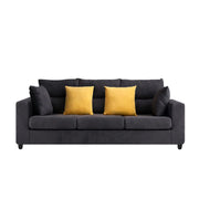 Hazer 3 Seater L Shape Sofa Set for Living Room (Black Fabric) Left Side