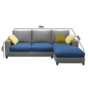Rihan 4 Seater L Shape Sofa Set with Ottoman for Living Room (Turquise Grey Fabric) Right Side Sofa