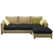 Rihan 4 Seater L Shape Sofa Set Living Room (Cream Black Fabric) Right Side Sofa