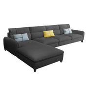 Francis 6 Seater Sofa Set for Living Room (Black Fabric) Left Side Sofa