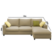 Rihan 4 Seater L Shape Sofa Set with Ottoman for Living Room (Cream Fabric) Right Side Sofa
