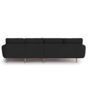 Lizel RHS 6 Seater L Shape Sofa Set with Center Table for Living Room (Black Colour Fabric) Premium Velvet Fabric Sofa