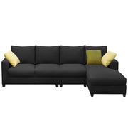 Rihan 6 Seater L Shape Sofa Set Living Room (Black Fabric) Right Side Sofa