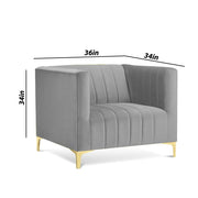 Canova 3+1 Seater Sofa Set for Living Room (Grey) Premium Velvet Fabric Sofa